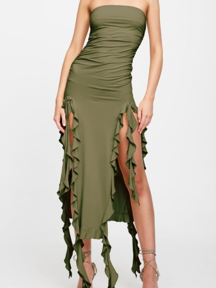 Elegant Sleeveless Ruffled Maxi Dress - 2023 Summer Partywear
