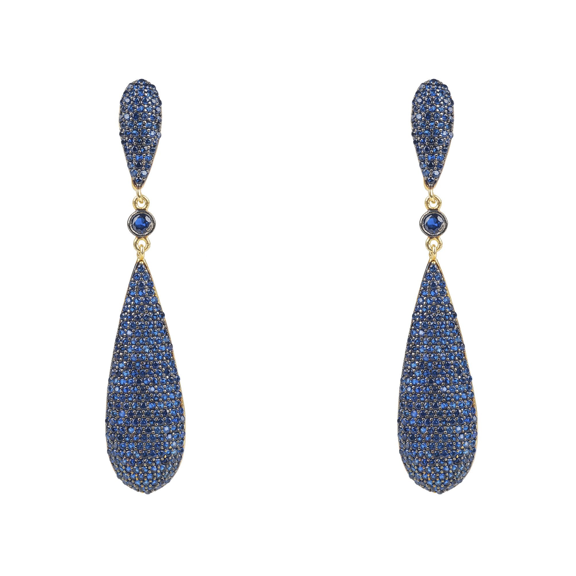 Latelita Coco`s Long Drop Earrings Sapphire Blue CZ