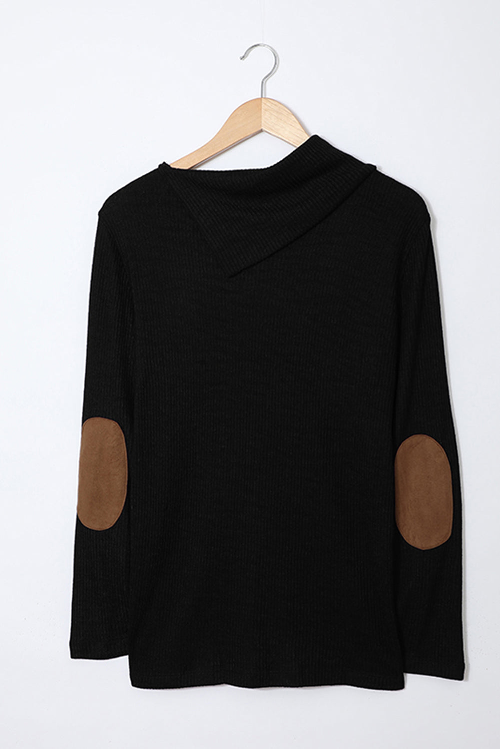 Asymmetrical Buttons Cowl Neck Sweater