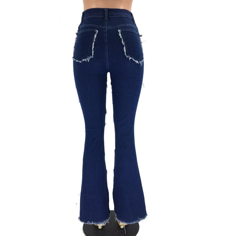 Women's Patchwork Pants Hight Waist  Straight Denim Jeans