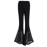 Lace Flare Pants Lace Up Patchwork Slim Trousers
