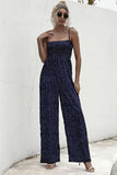 Sexy Heart-shaped Dot Print Wide Legs Strapless Jumpsuit