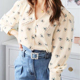 Floral Print Blouse Shirt Casual Long Sleeve Vintage Top