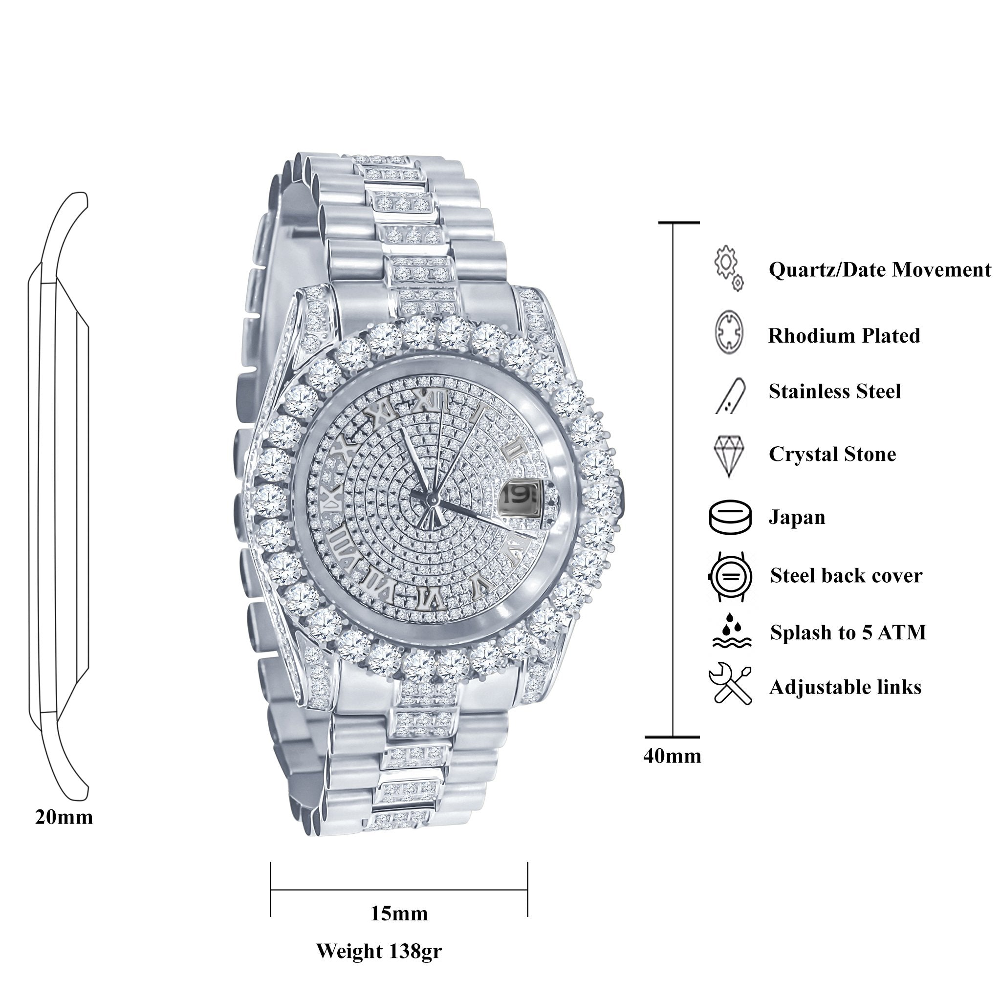 Forte Steel CZ Watch | 530301
