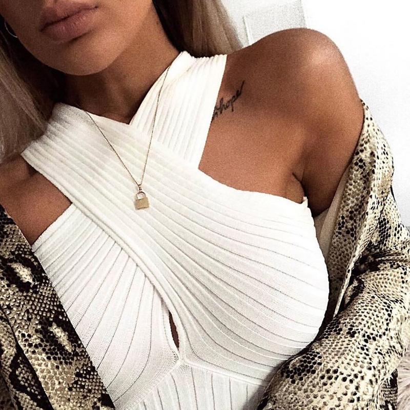 Off Shoulder Backless Knitted Bodycon White Dress