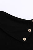 Asymmetrical Buttons Cowl Neck Sweater
