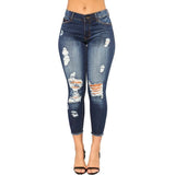 Women's Ripped Mid Rise Destroyed Skinny Jeans