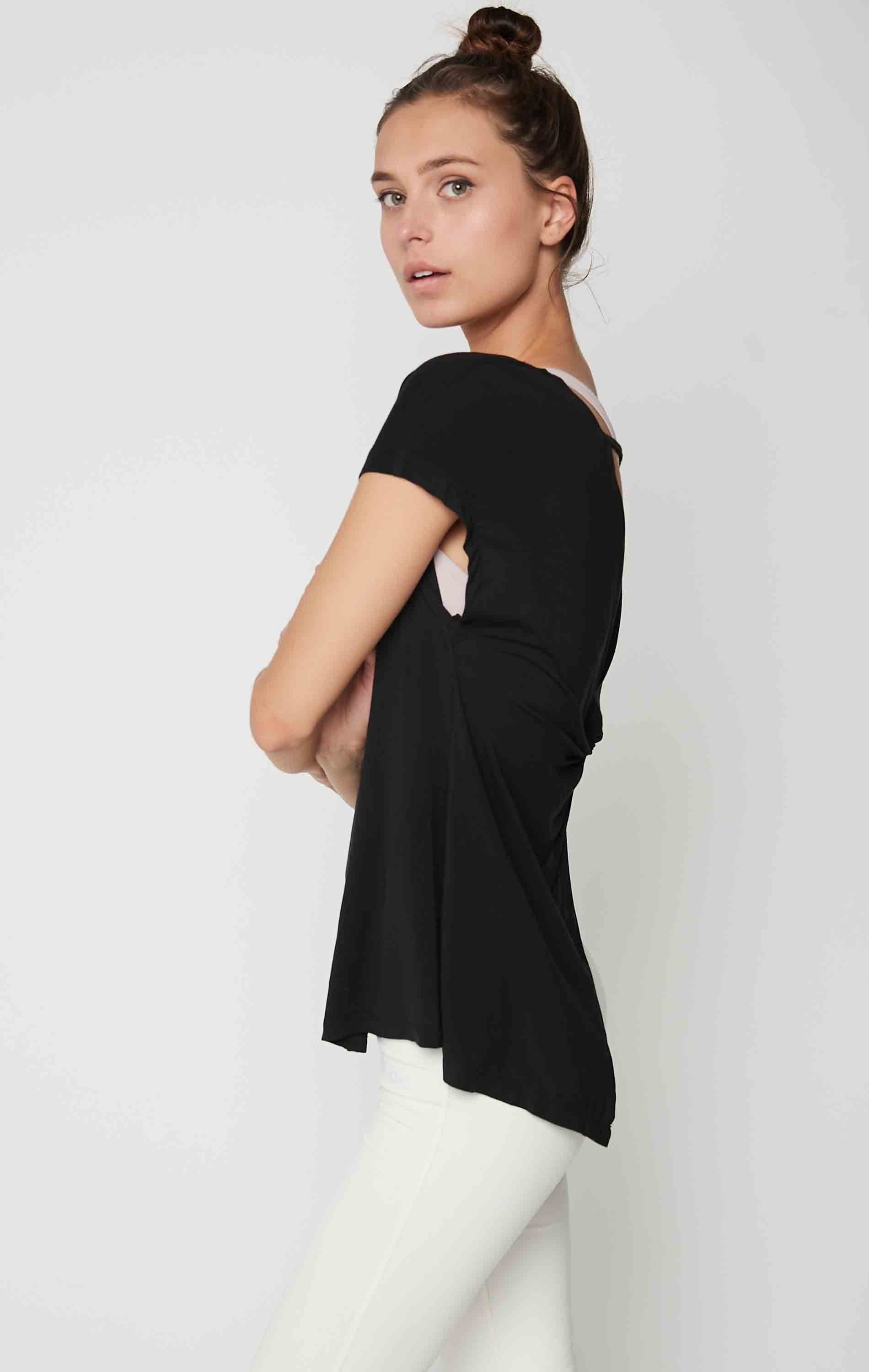 Olivia Modal Short Sleeve Top - Black