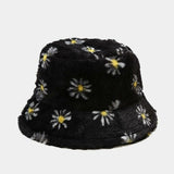 Elegant Floral Print Soft Fluffy Bucket Hat