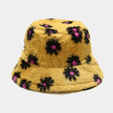 Elegant Floral Print Soft Fluffy Bucket Hat