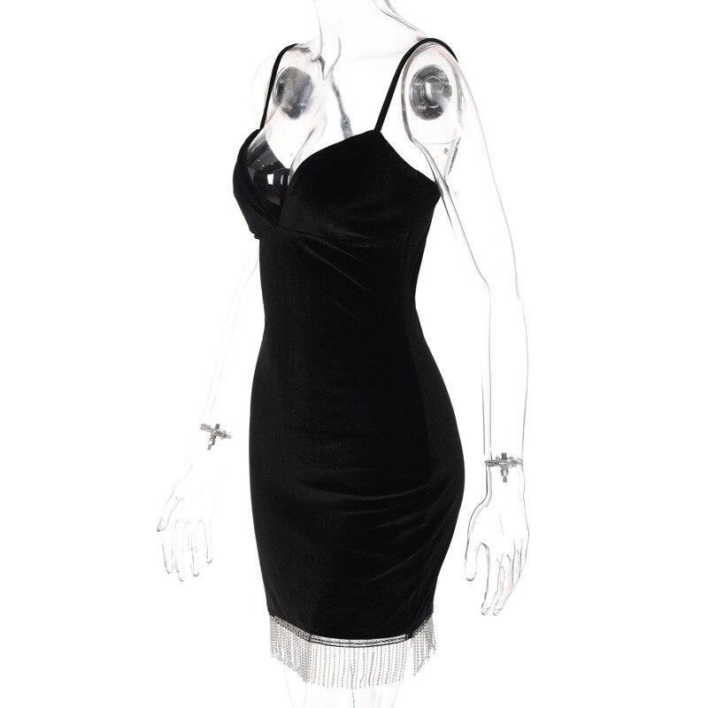 Sleeveless Spagetti Straps Bodycon Velvet Dress