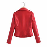 Women Faux Soft Leather Short Jacket Rivet Zipper PU Motorcycle Basic