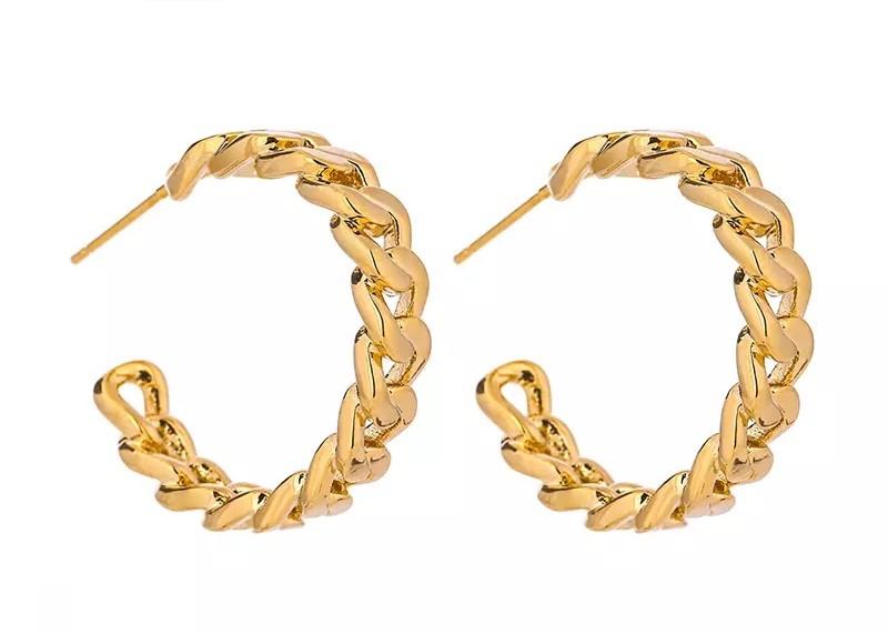 Chain Link Hoop Earrings  for Women in Gold or Silver