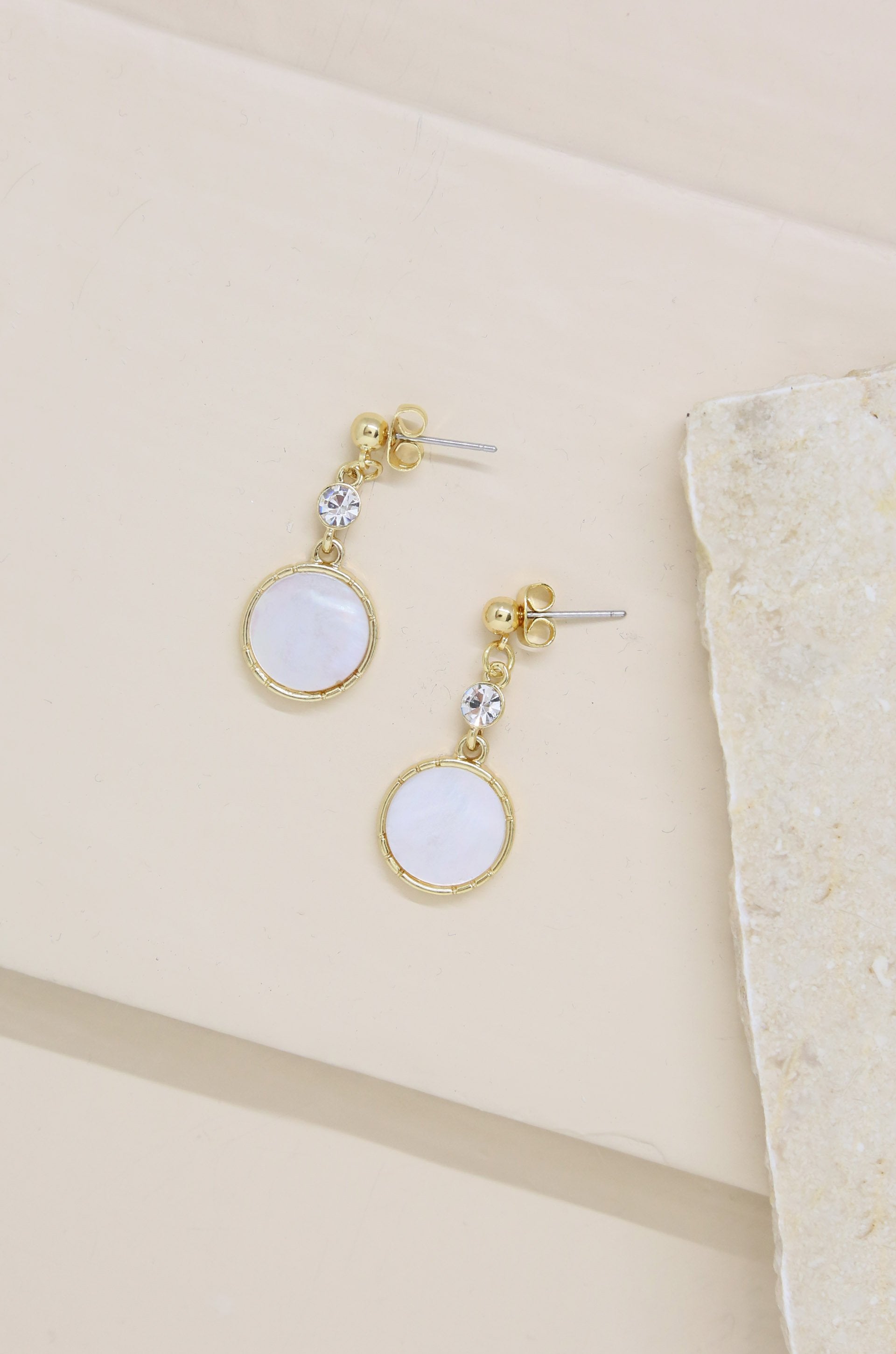 Love by the Moon White Drop 18k Gold Plated Earrings