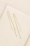 Crystal Baguette 18k Gold Plated Threader Earrings