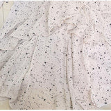 Star Printed Dot Beige Chiffon Ruffle A-line Elegant Dress