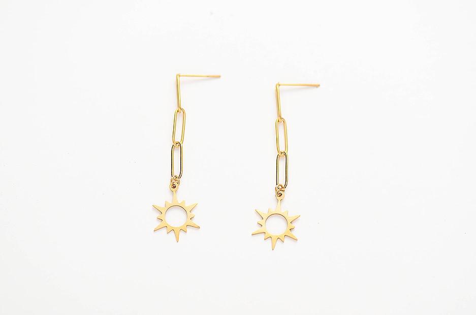 Gold Star Dangle Earrings for Women
