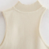 Asymmetry Fitted Knit Tank Tops Vintage High