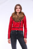 Buttagi Leather Biker Jacket - Red