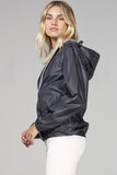 Sloane - black crocodile full zip packable rain jacket