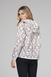 Sloane Print - white python full zip packable rain jacket