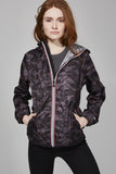 Sloane Print - Black Camo Full Zip Packable Rain Jacket