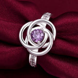 Silver Plating Purple  Swirl Statement Ring