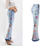 Flared And Embroidery Jeans Plus Size