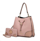 Candice Color Block Bucket Bag with matching Wallet