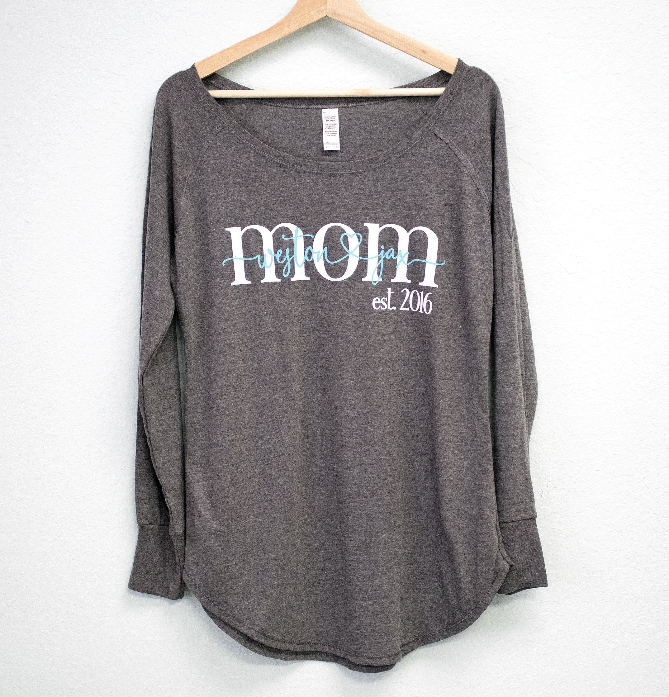 Mom Est. Custom Names & Date Maternity Shirt