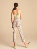 Plaid Pants with Piping Detail