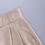 Trouser Suits High Waisted Pants Women Fashion Office Beige Pants