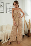 Sexy Heart-shaped Dot Print Wide Legs Strapless Jumpsuit