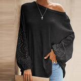 Sexy Skew Collar Women Blouses Tops Loose Pullover