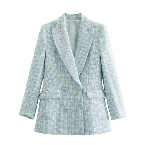 Tweed Blazer Vintage Office Lady Jacket Coat