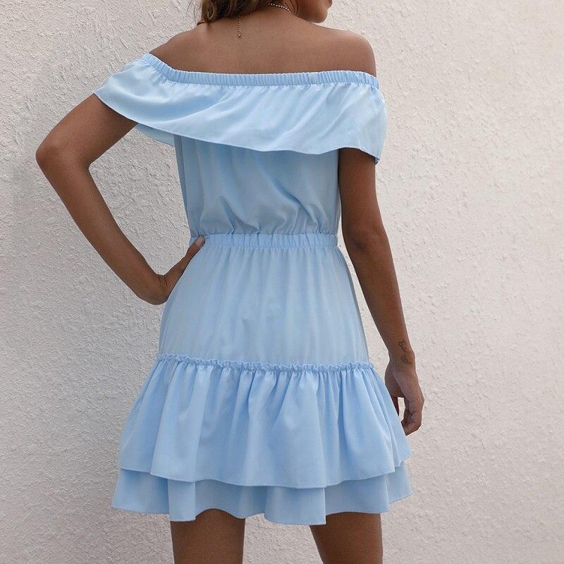 Strapless Ruffle Short Sleeve Fashion A-line Mini Dress