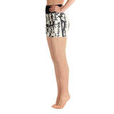 Orientals Pattern Black and White Yoga Shorts