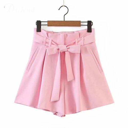 High Waist Pants Tie Flare Shorts With Pockes