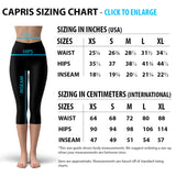 Womens Sports Stripes Black Capri Leggings