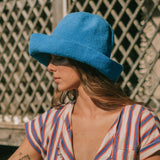 BLOOM Crochet Sun Hat, in Mosaic Blue