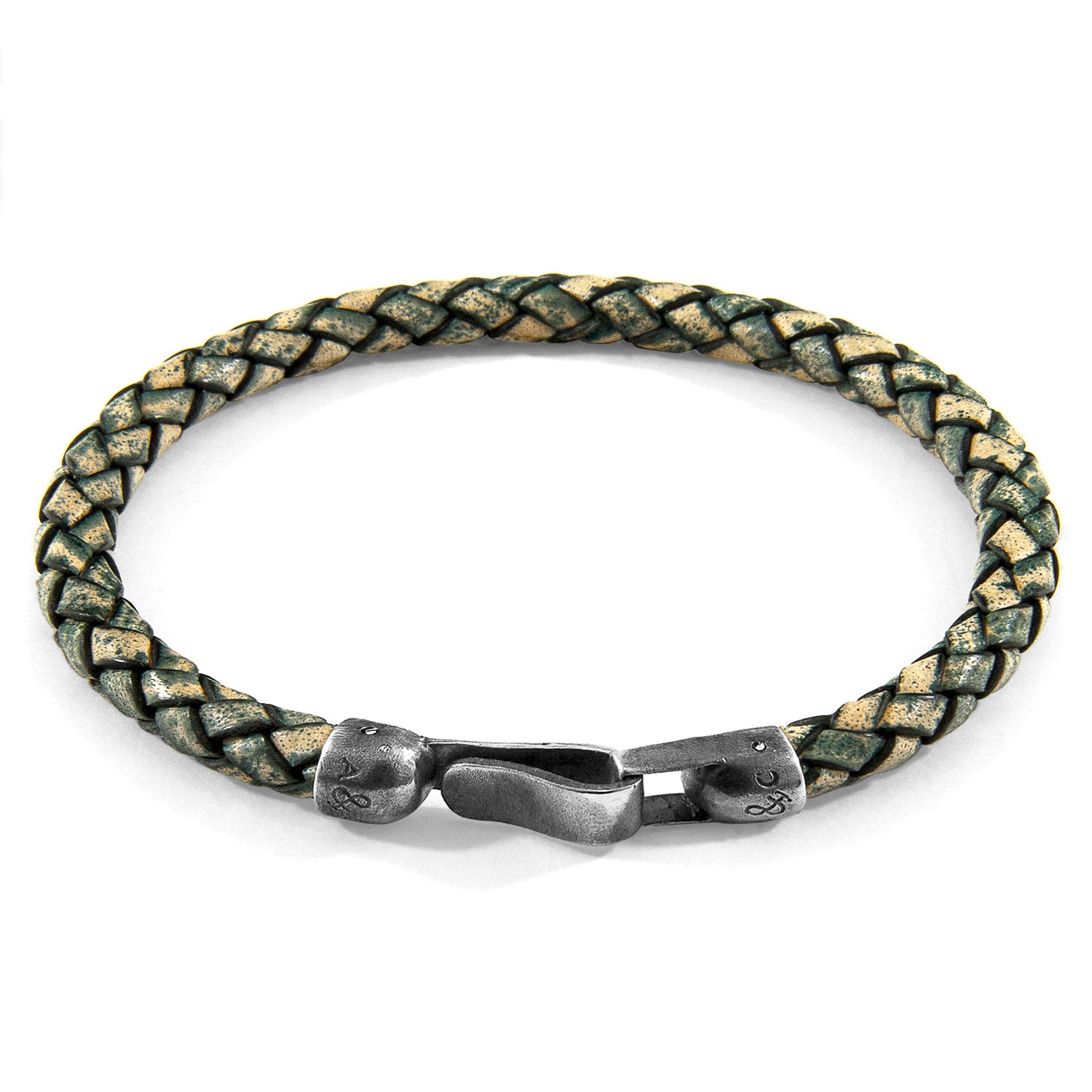 Petrol Green Skye Silver and Braided Leather Bracelet