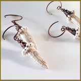 Copper Wire Wrapped Howlite Spike Earrings