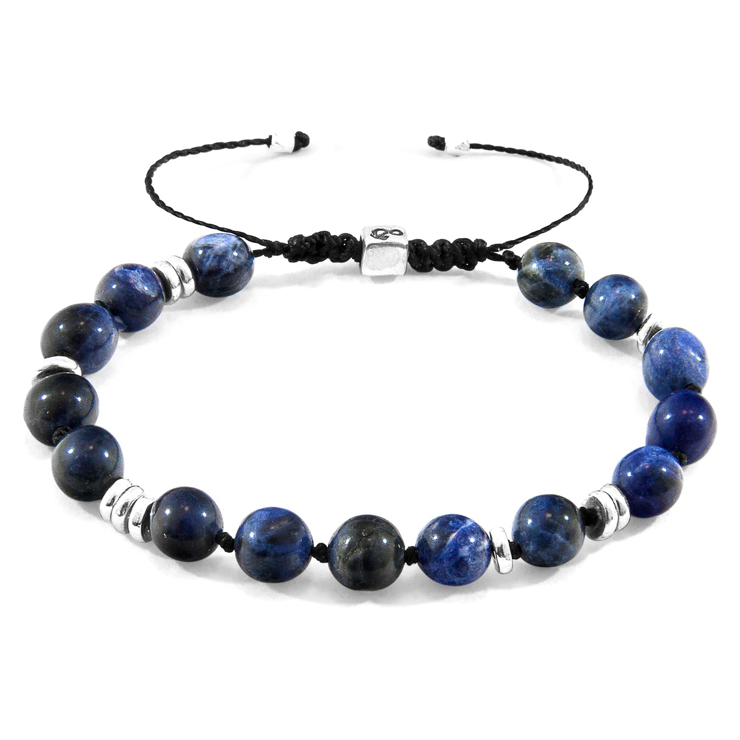 Blue Sodalite Agaya Silver and Stone Beaded Macrame Bracelet