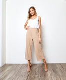 Solid High Waist Cropped Pants, Relaxed Fit, Wide Legs