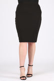 High Rise, Fitted Pencil Skirt, Below The Knee, Elastic Waist