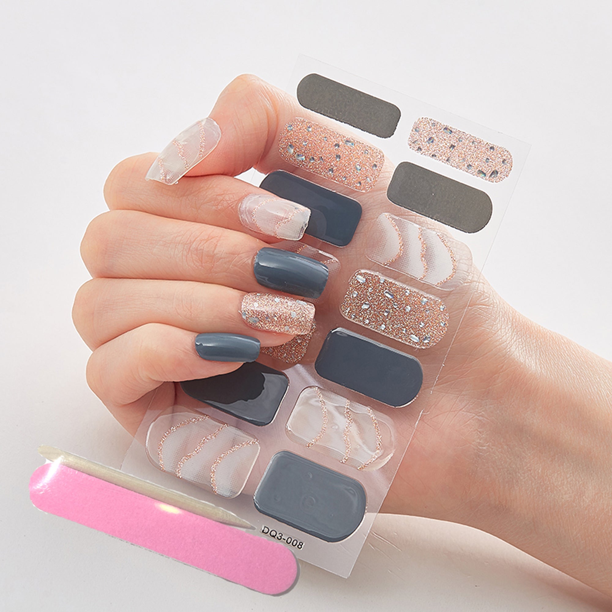 Gel Nail Wraps Nail Decals Nail Stickers with file and wood stick