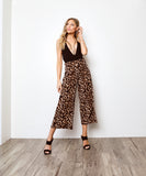 Solid High Waist Cropped Wide Legs Pants