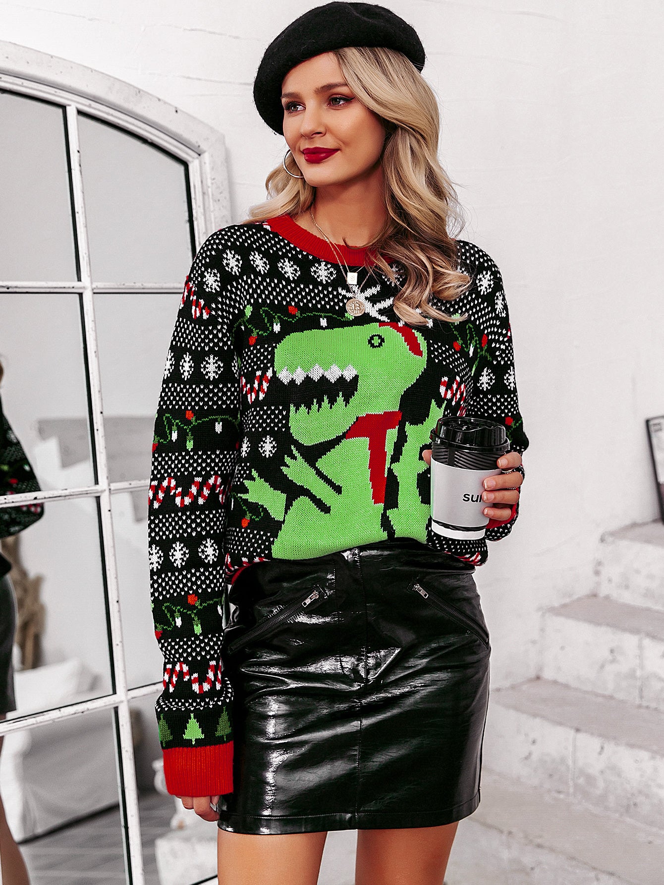 Dinosaur Graphic Pullover Sweater