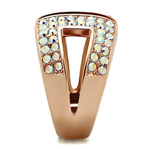 IP Rose Gold(Ion Plating) Brass Ring with Top Grade Crystal