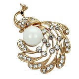 LO2778 - Flash Rose Gold White Metal Brooches with Synthetic Pearl in